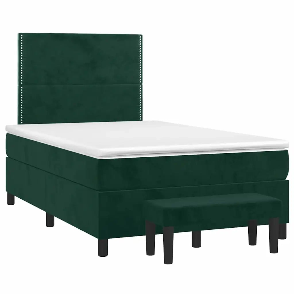 Giroletto a Molle con Materasso Verde Scuro 120x200 cm Velluto 3137776