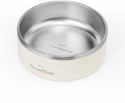 Ciotola per animali domestici in acciaio inossidabile gravata, riutilizzabile, BPA-free, isolata, per gatti e cani, grande, duratura, antiscivolo, impermeabile, per esterni (1250 ml, bianco ivory)