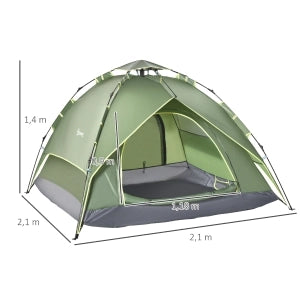 Tenda da campeggio 4 stagioni per 3 persone, impermeabile, verde scuro, 210x210x140 cm