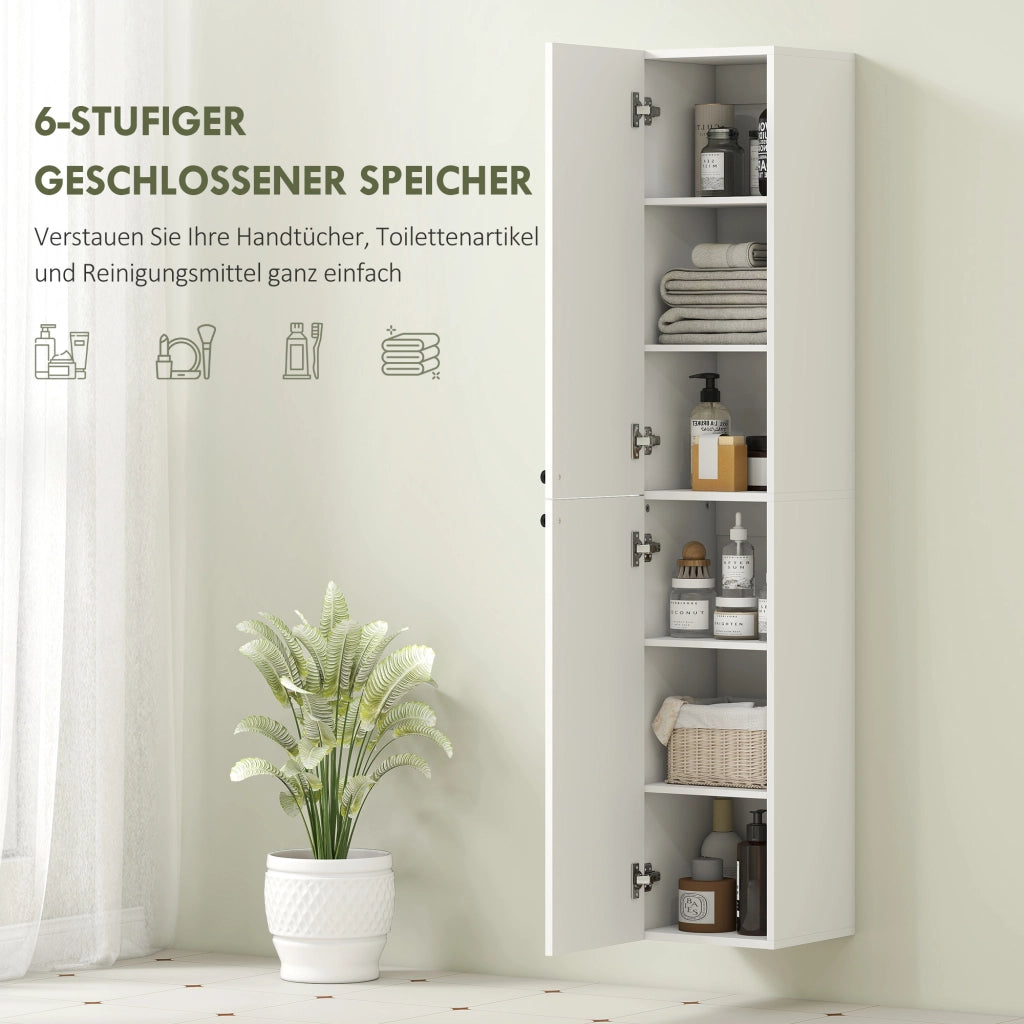 Armadietto da Bagno ¨C Zephmum ¨C Bianco 6 Ripiani MDF