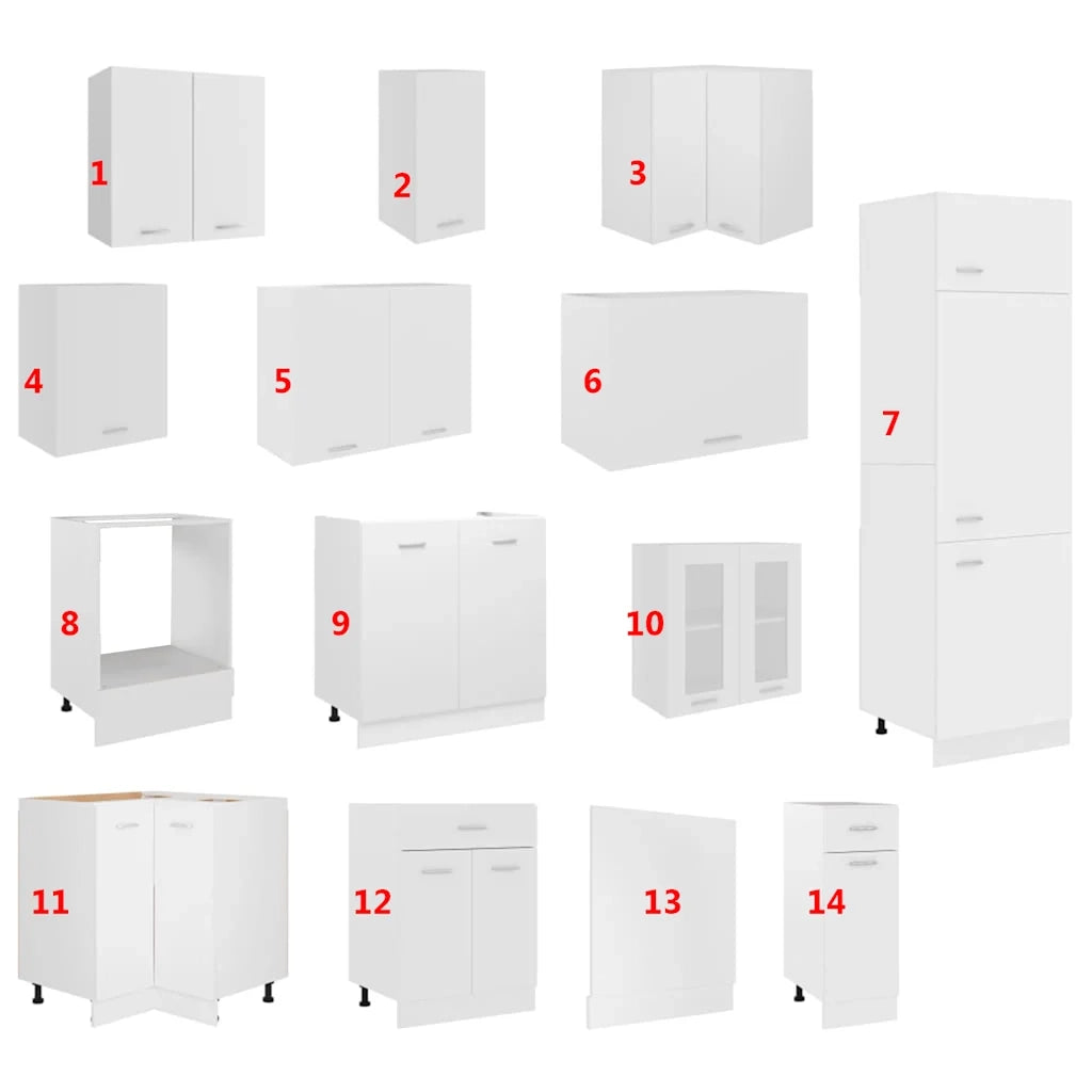 Set Armadi da Cucina 14 pz Bianco in Truciolato