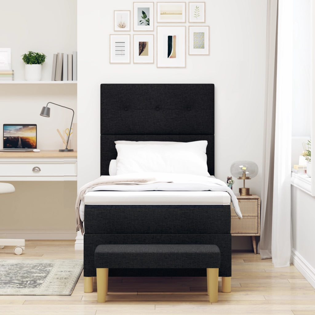 Letto a Reticolo con Materasso e Panchina Nera 80x200 cm Tessuto