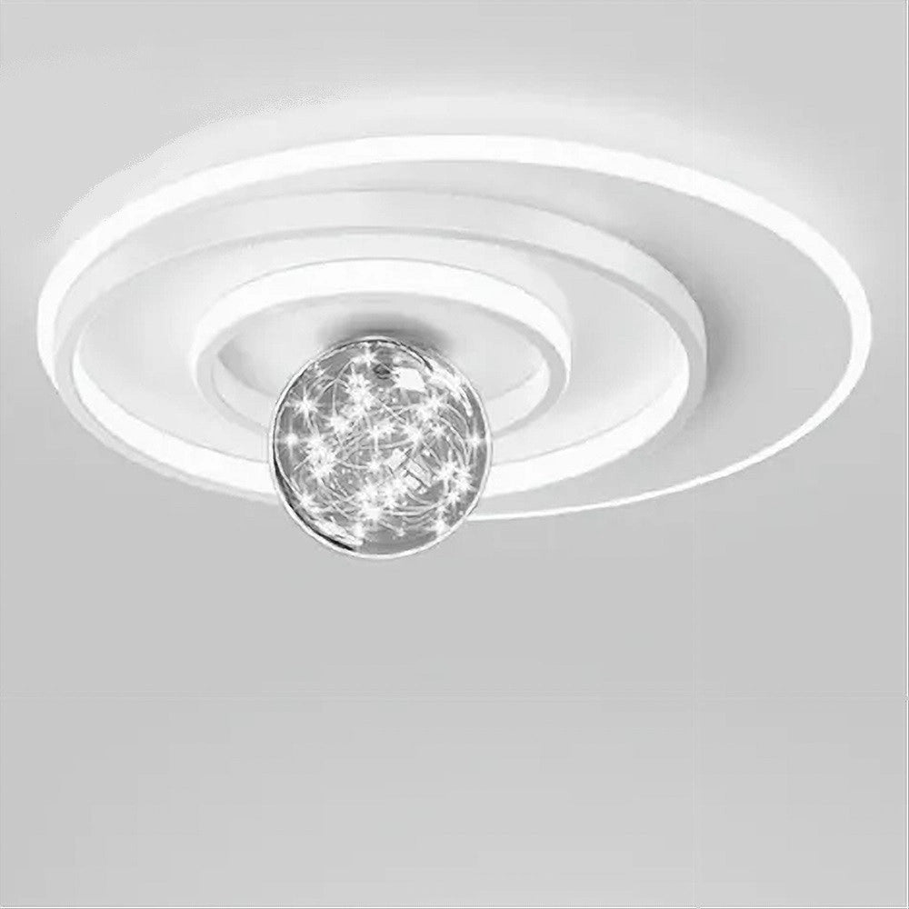 Trade Shop - Plafoniera Led 48w Cerchio Spirale Bianco Sfera Lampadario Tondo Luce Fredda 70760 -