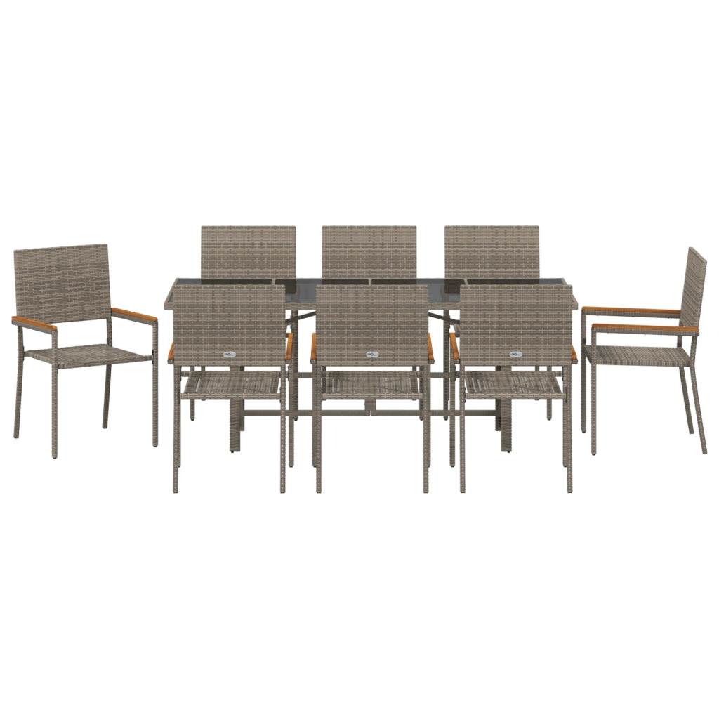 Set da pranzo da giardino  9 Pezzi Grigio Polyrattan