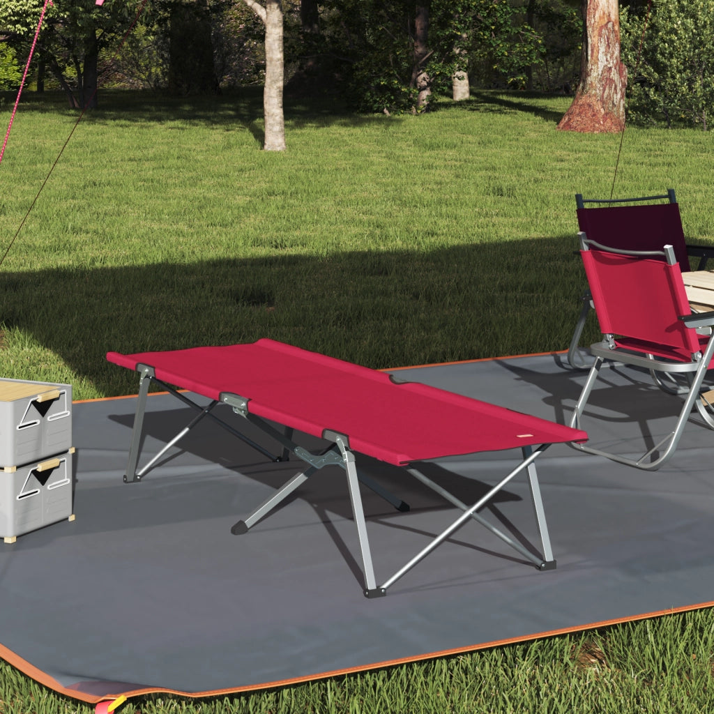 Letto da Campeggio Pieghevole Rosso Metallo e Tessuto Standard