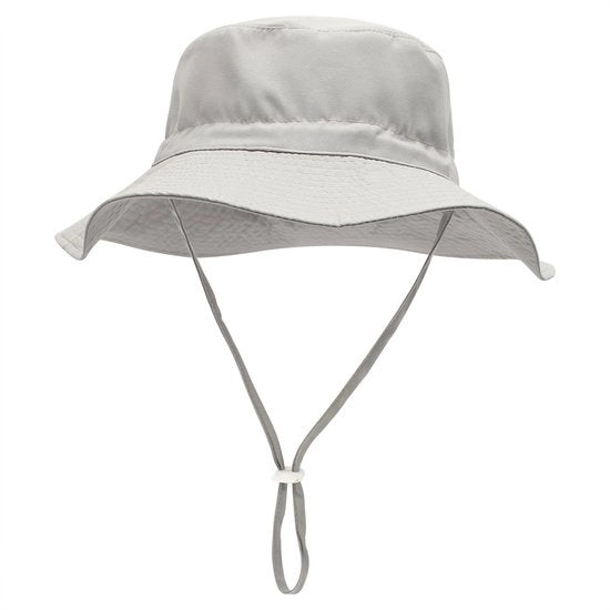 Zonnehoed e zonneocchiali per bambini, protezione UV UPF 50+, cappello da mare con bordo ampio e visiera regolabile, per bambini XS (44-46cm) - grigio