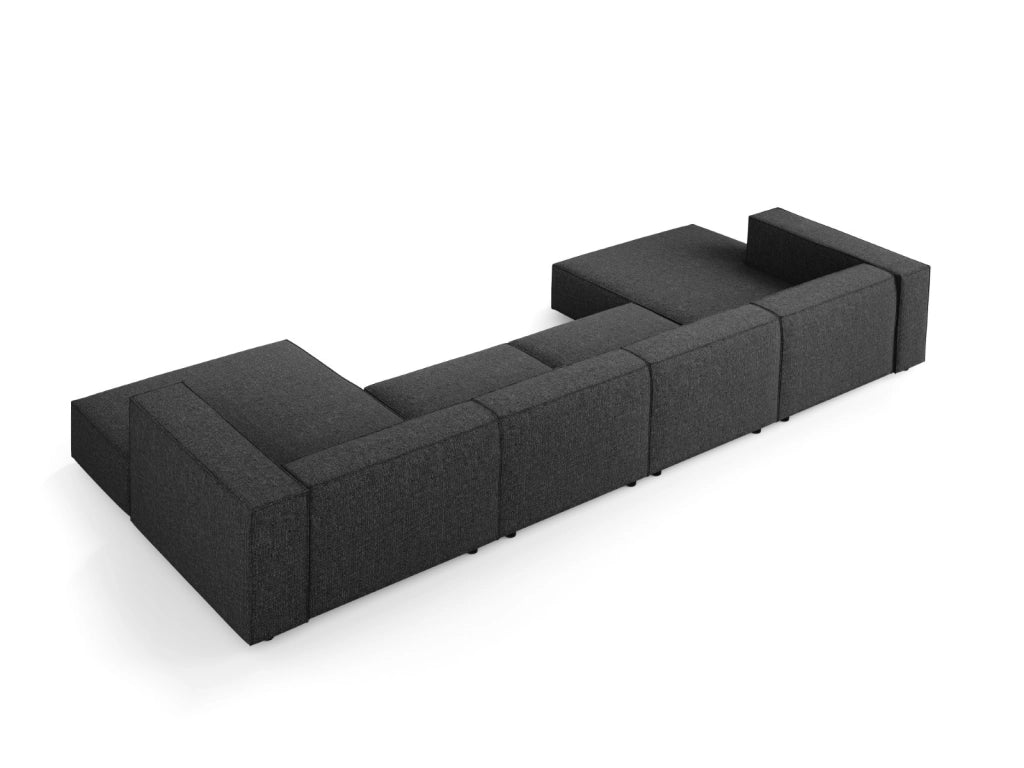 Cosmopolitan Design - Divano panoramico "Arendal" 6 posti in ciniglia nero 