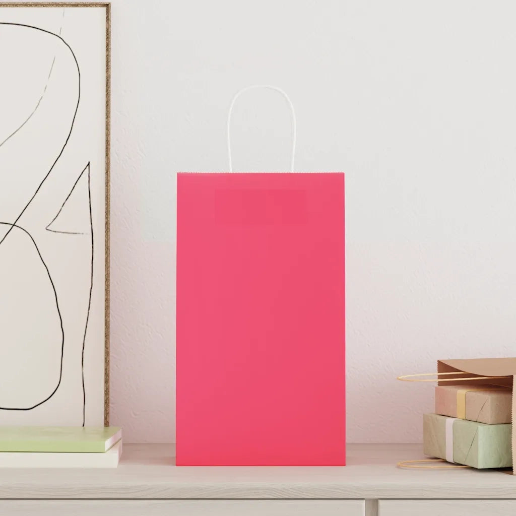 vidaXL Sacchetti di Carta 250 pz con Manici Rosa 21x11x36 cm