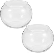Vaas Rond 2 Stuks Decorativa in Stile Classico con Vetro Chiara, 12 x 12 x 10 cm