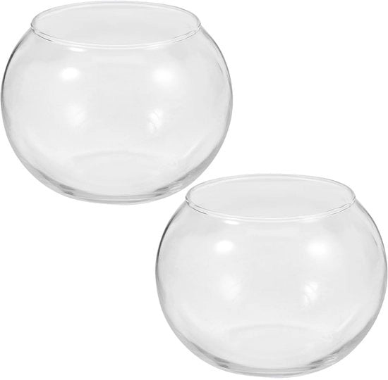 Vaas Rond 2 Stuks Decorativa in Stile Classico con Vetro Chiara, 12 x 12 x 10 cm