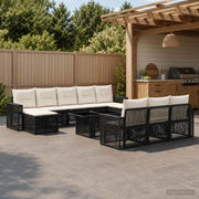 Set Divano da Giardino 11 pz Nero e Bianco Crema polyrattan 3436852