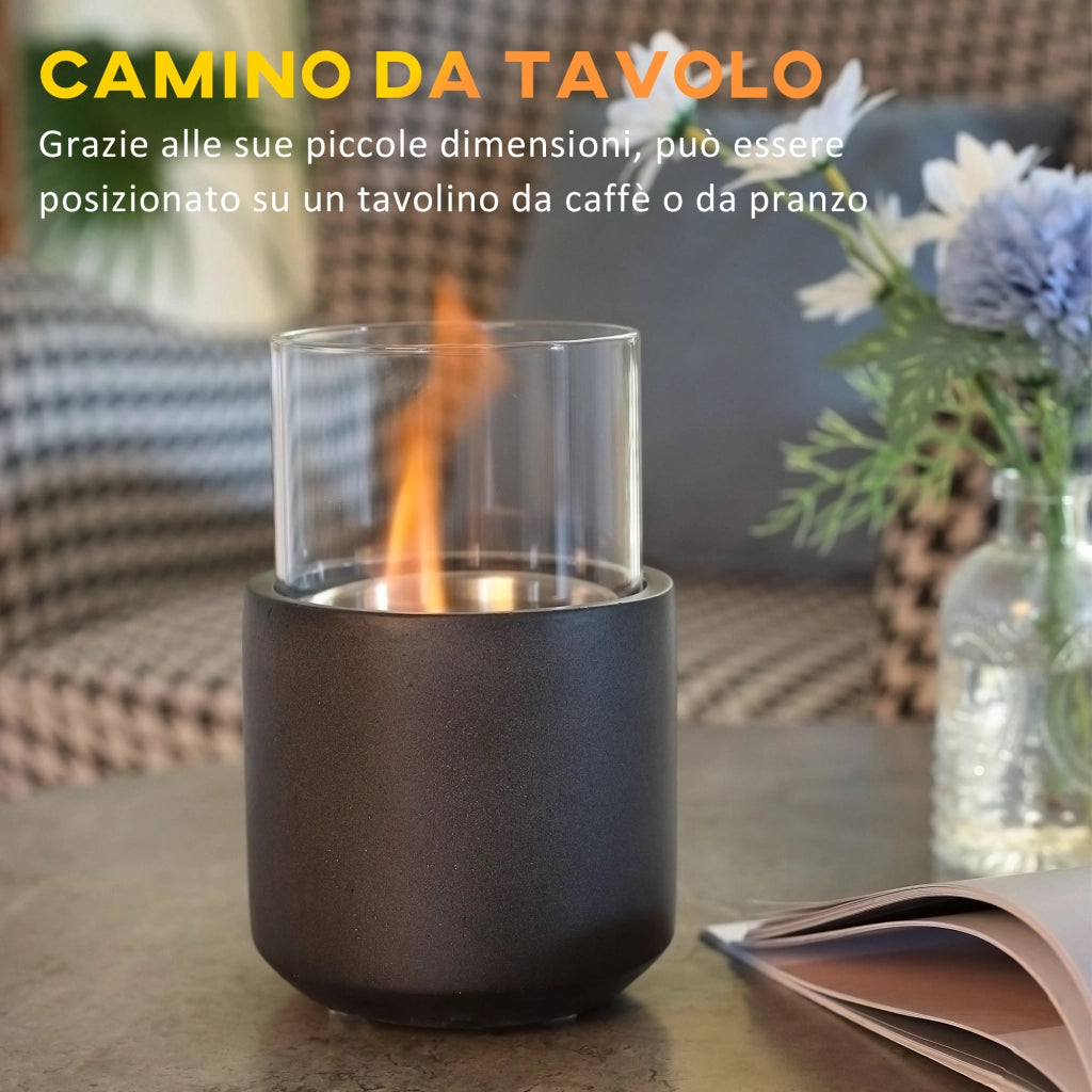 Camino a Bioetanolo da Tavolo ¨C zephmum ¨C Grigio Scuro 12x12x19cm