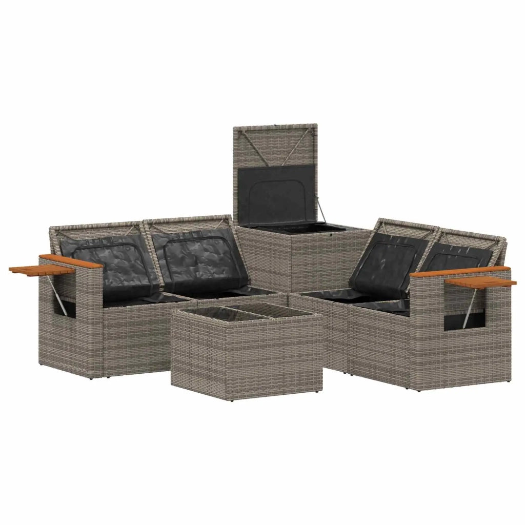 Set di divani 6 pz Grigio e Blu Navy Rattan sintetico e Acciaio 3447667