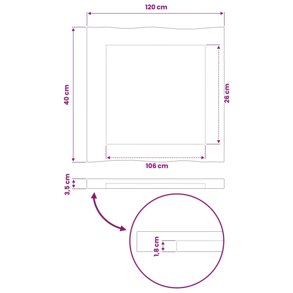 Piano del Tavolo Rettangolare 90 x 50 x 3,5 cm Rettangolare 938580