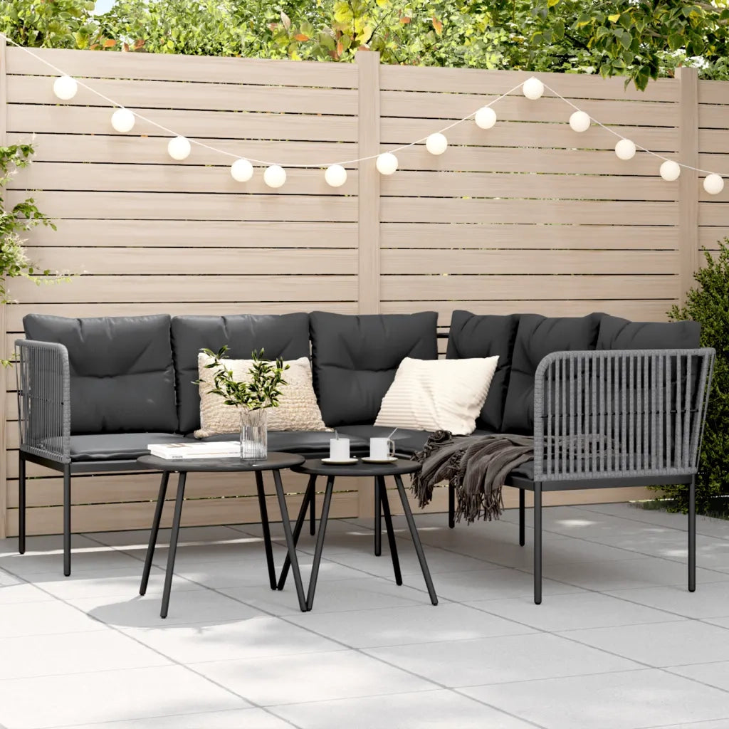 vidaXL Divano Giardino con Cuscini Forma a L Nero Acciaio e Textilene