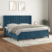 Giroletto a Molle con Materasso Blu Scuro 200x200 cm in Velluto 3132943