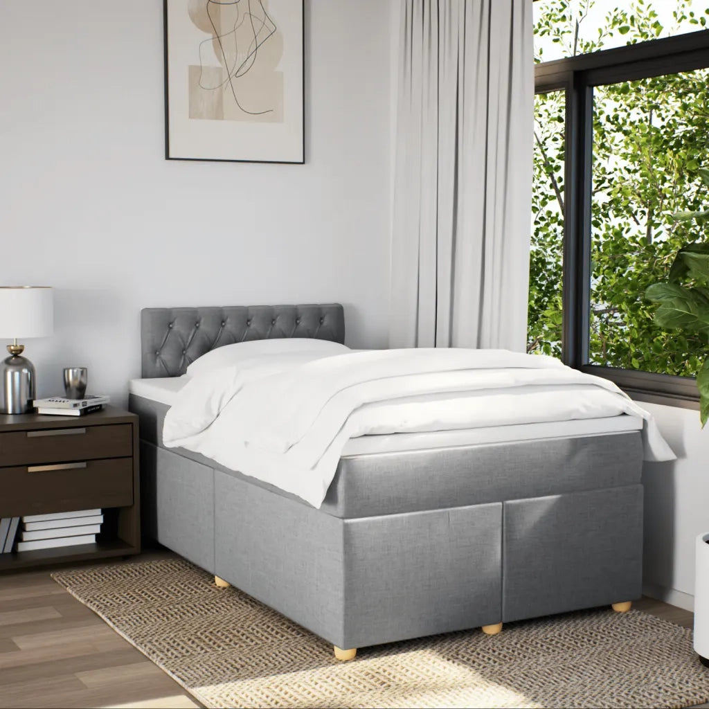 Giroletto a Molle con Materasso Grigio Chiaro 120x200cm Tessuto