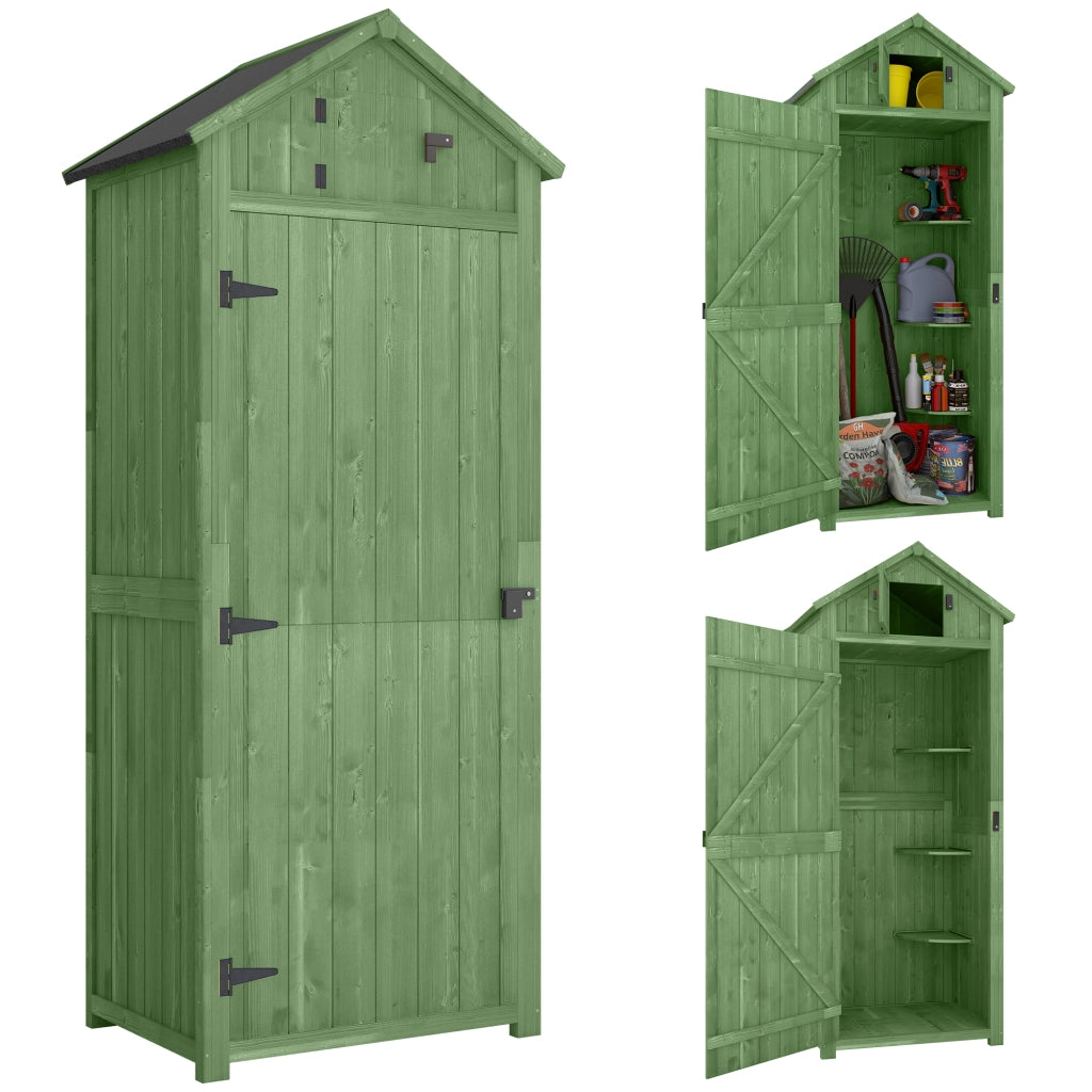 Armadio da Giardino in Legno con 3 Ripiani ¨C zephmum ¨C Grigio 88x132x19