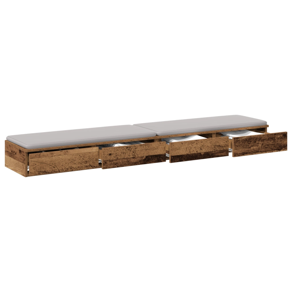 Cassetti per letti  in legno vecchio 180x36,5x16,5 cm in legno ingegnerizzato