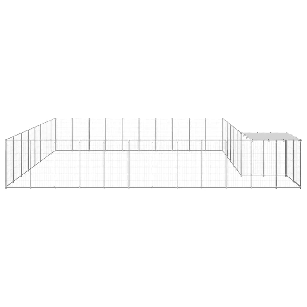 Recinto per gabbia per animali da esterno per cani argento 25,41 m² acciaio 02_0000259