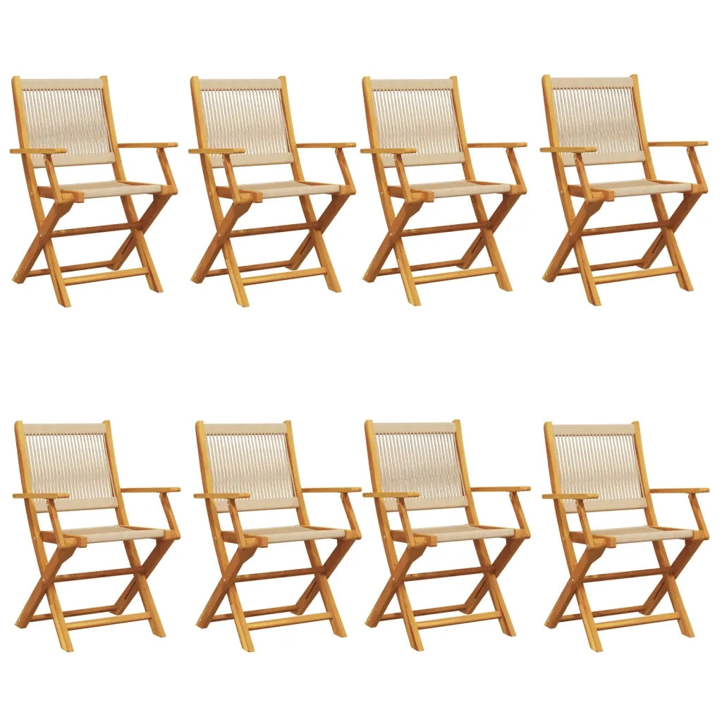 Sedie da Giardino Pieghevoli 8pz Beige Legno Massello di Acacia 3214573