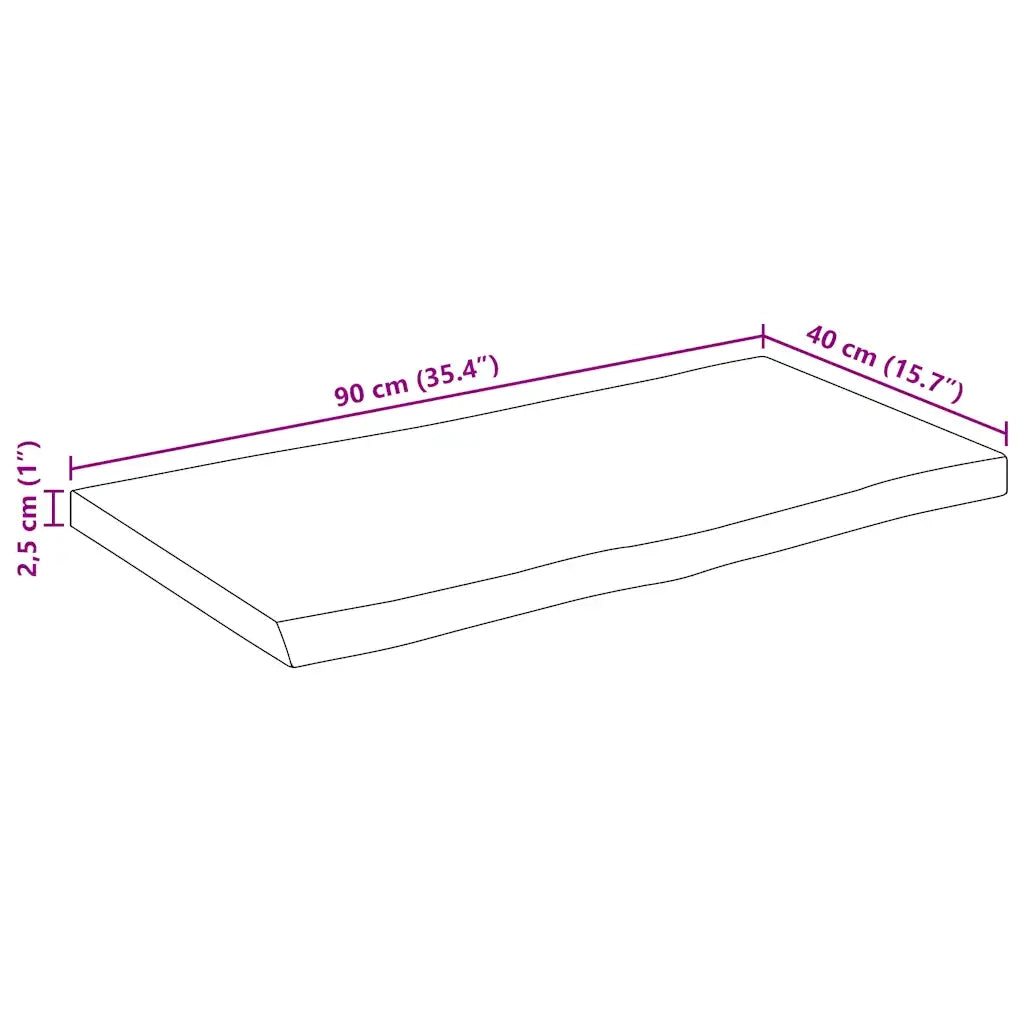 Piano Tavolo 90x40x2,5 cm Bordi Vivi in Legno Massello di Mango 370707