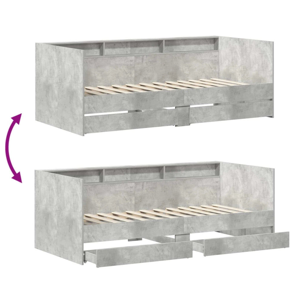 Letto Giorno con cassetto Grigio 90 x 200 cm Legno multistrato 3345120