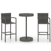 Set Bar da Giardino 3 pz | Set Salotto da Giardino in Polyrattan Grigio