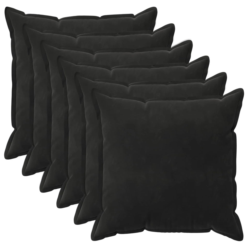 Federa 6 pcs HOUTEN Nero 55 x 55 cm Velluto 920366