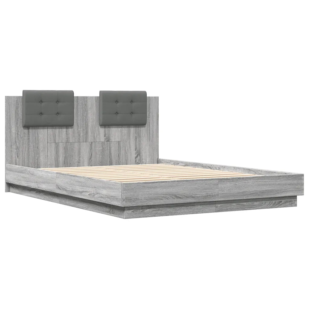 Letto matrimoniale | Letto per adulti | Giroletto Testiera Grigio Sonoma 120x200 cm Legno Multistrato