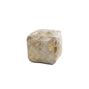 Pouf Eclipse 200 in pelle avorio e oro