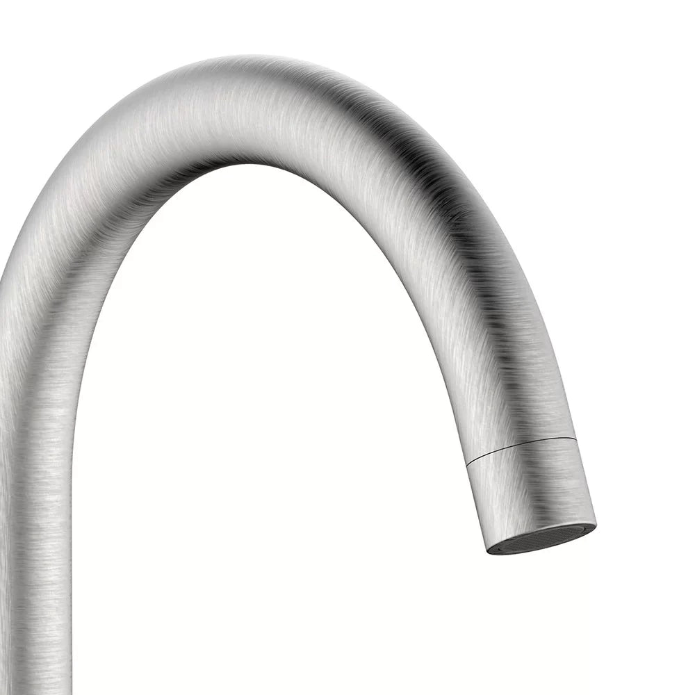 Rubinetto lavello bocca alta in acciaio spazzolato con risparmio acqua – Serie Bronx