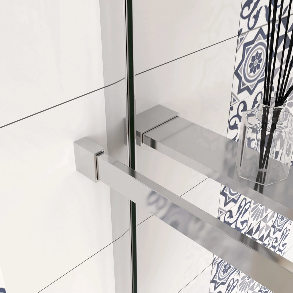 Box Doccia Walk In 90x190 cm Vetro 8 mm Anticalcare Trasparente Barra Stabilizzatrice da 90 cm Mensola Doccia 90 cm