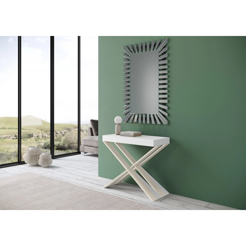 Consolle allungabile 90x40/196 cm Diago Small telaio Bianco - Bianco Frassino