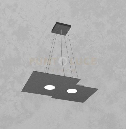 PLATE SOSPENSIONE 2+1 LUCI BIEMISSIONE GRIGIO ANTRACITE 1129-S2 R+1-GA