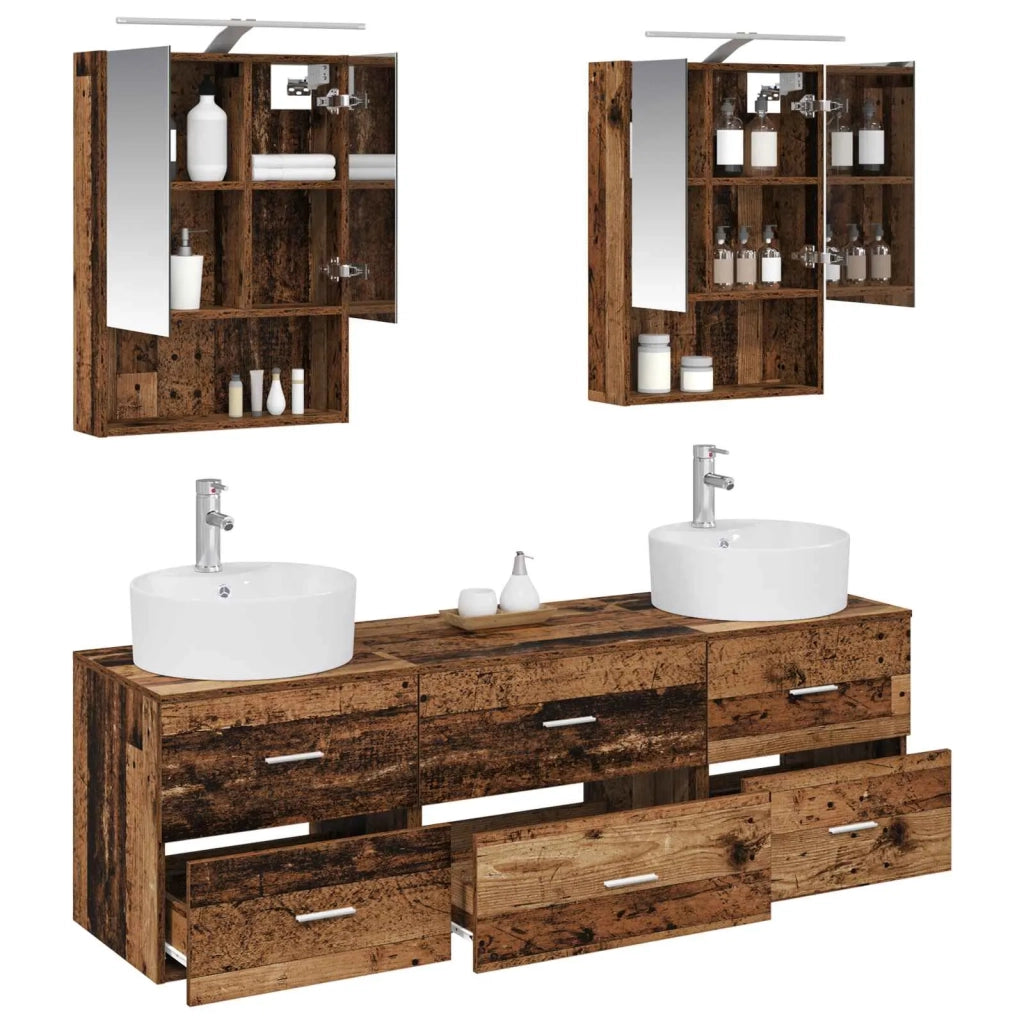 Set di mobili per il bagno 5 pcs Legno antico 3406885