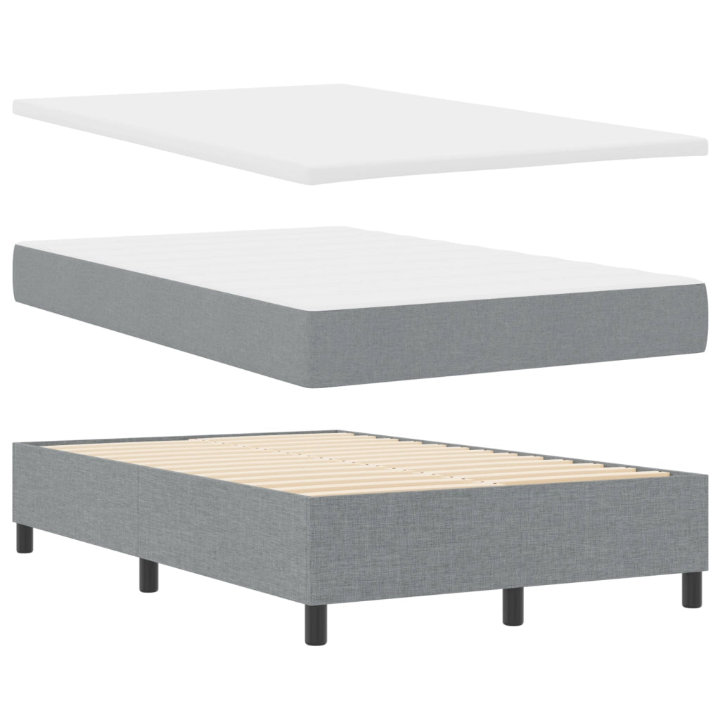 Letto con Box Spring e Materasso e Panca Grigia 120x190 cm in Tessuto