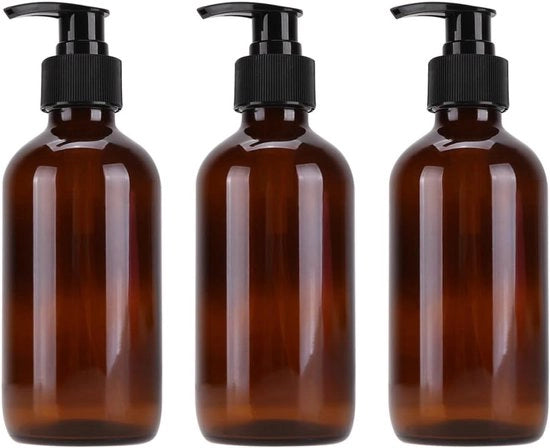 Bottiglie di Vetro in Barnstein - 3 Pezzi - 250 ml - Adatto per Cosmetici e Lotion - Vuote