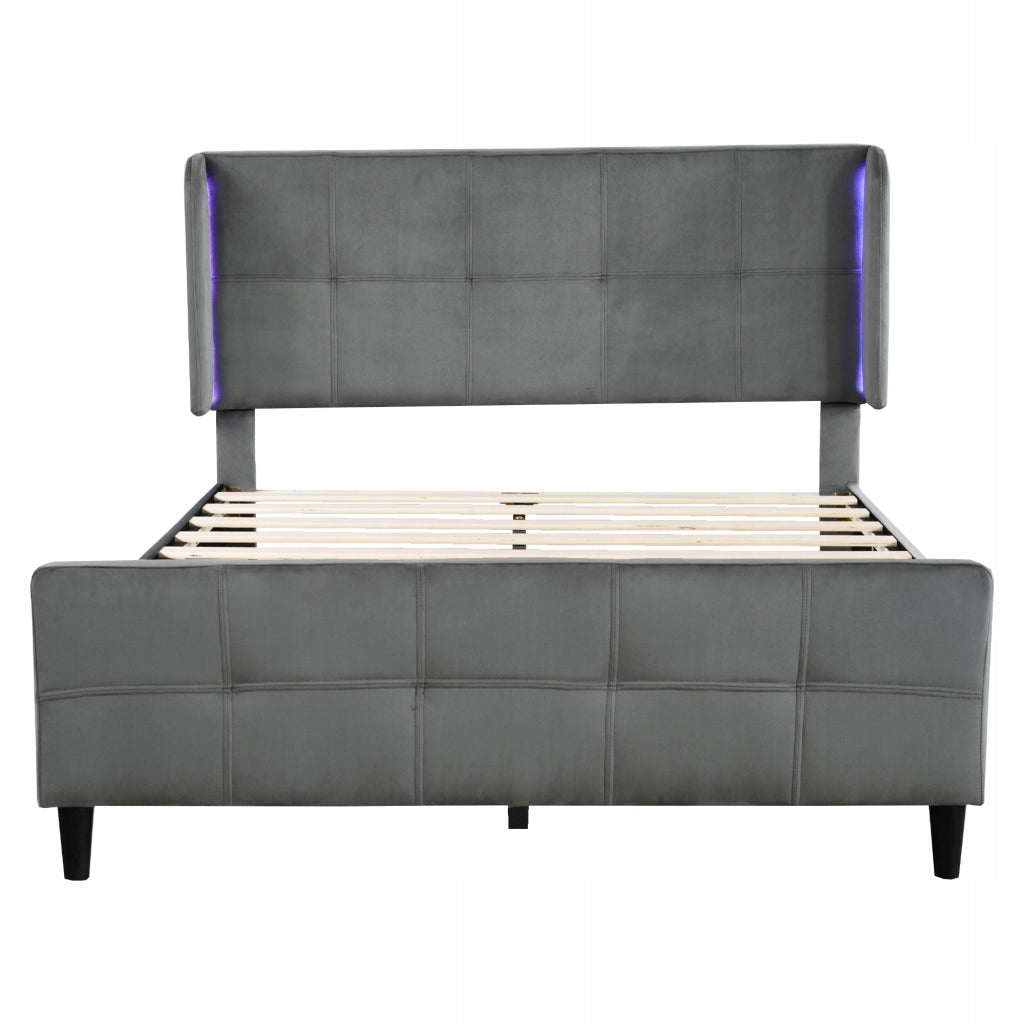 Letto Matrimoniale - Xylo - 140x200cm - Grigio - LED 16 Colori