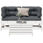 Set Salotto da Giardino 3 pz Cuscini Legno Massello Pino Biancocod mxl 92331