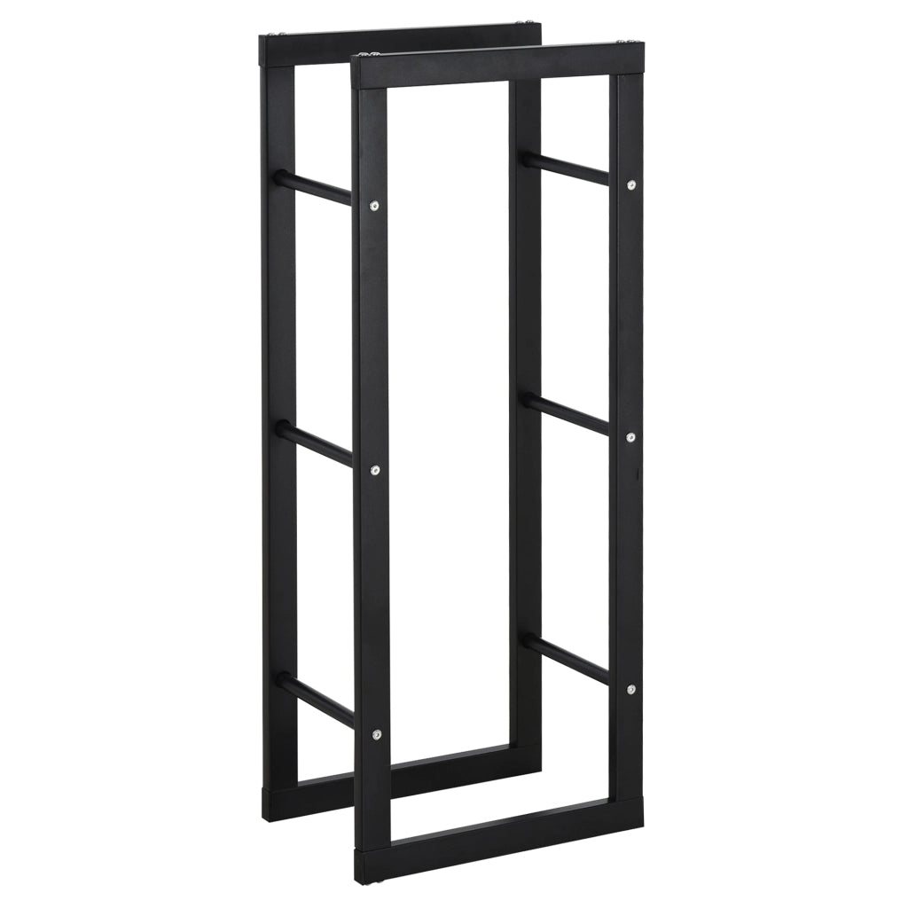 Portalegna Legnaia in Ferro 40x25x100 cm da Interno Max 100Kg  Nero