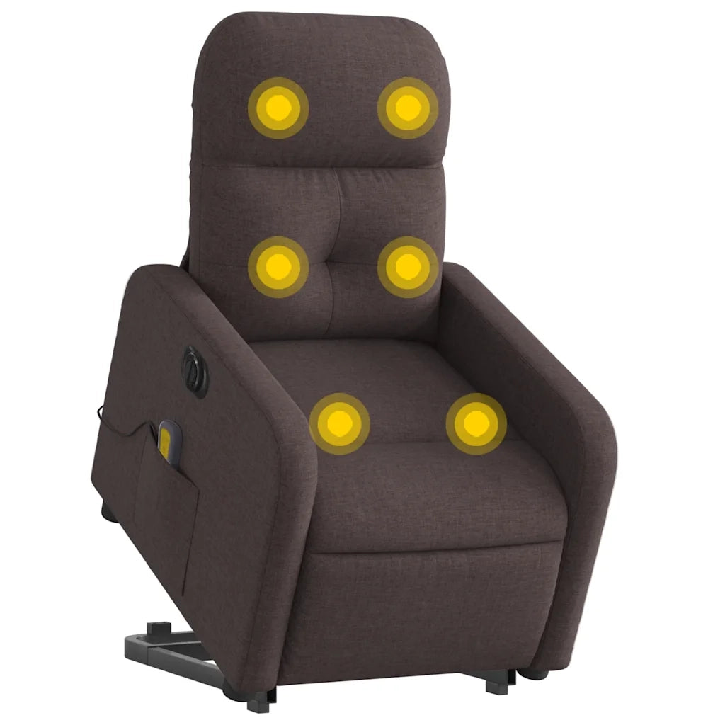 Poltrona Alzapersona Massaggio Elettrica Marrone Scuro Tessuto 3206827