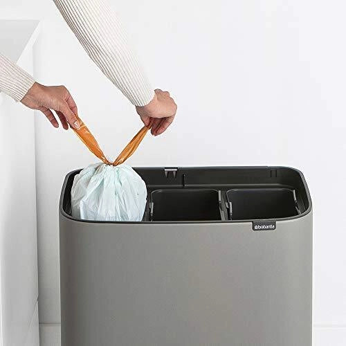 Brabantia 127229 Bo Pattumiera 3x11L Apertura Soft-Touch Gambe Regolabili colore Grigio Mineral Concrete