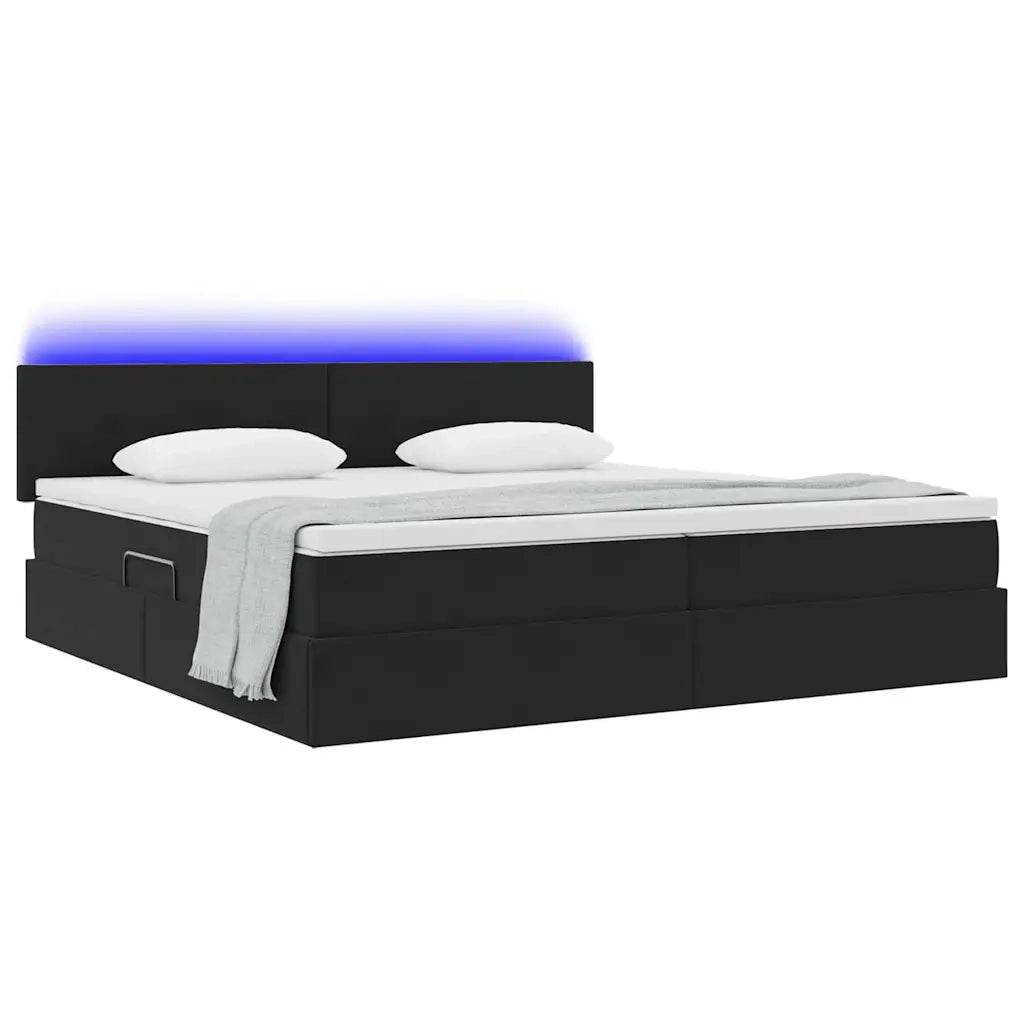 Letto con contenitore LED e materasso Nero 200 x 200 cm Velluto