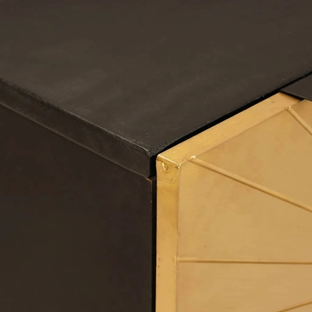 Credenza-Buffet-Armadio da cucina Nero e Oro 60 x 33 x 75 cm legno massello di mango 296716