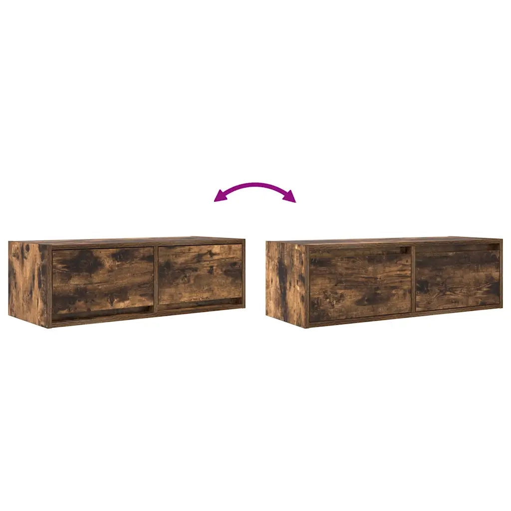 vidaXL Mobili TV 2 pz Rovere Fumo 80x31x25,5 cm Legno Multistrato