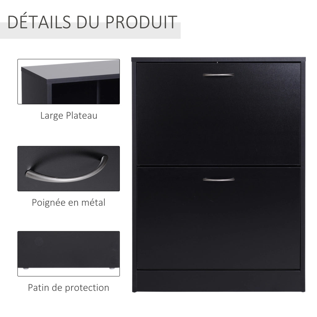 Armadio per scarpe con 2 ante ¨C zephmum ¨C nero 60x24x80 cm