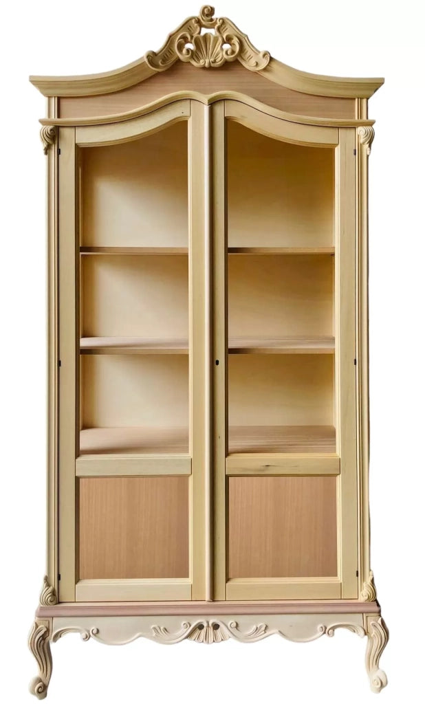 Vetrina 2 ante classica barocco legno grezzo 114x46x214 - Mobili 2G