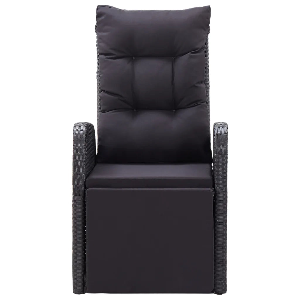 Sedie Reclinabili da Giardino con Cuscini 2pz Nero Polyrattan 319544
