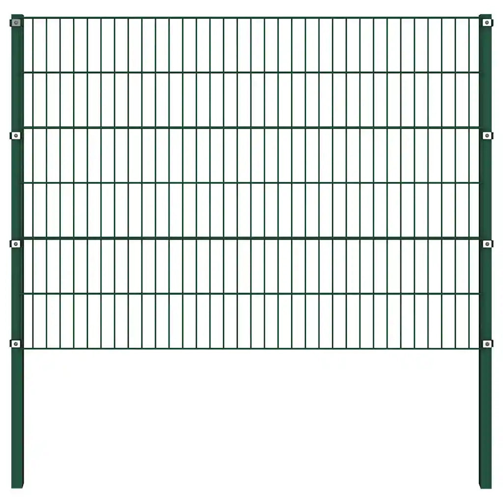 Pannello di recinzione con pali in ferro 1730x120 cm verde 278670